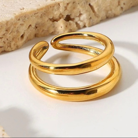 Stainless steel gold plated 18 k size 8 - Picture 1 of 7
